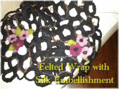 Felted wrap with silk embellishment a3